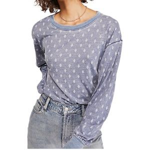 NEW Free People Arielle Printed Long Sleeve Top